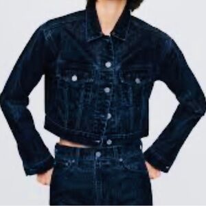 NWT GAP Velvet Dark Blue Denim Jacket